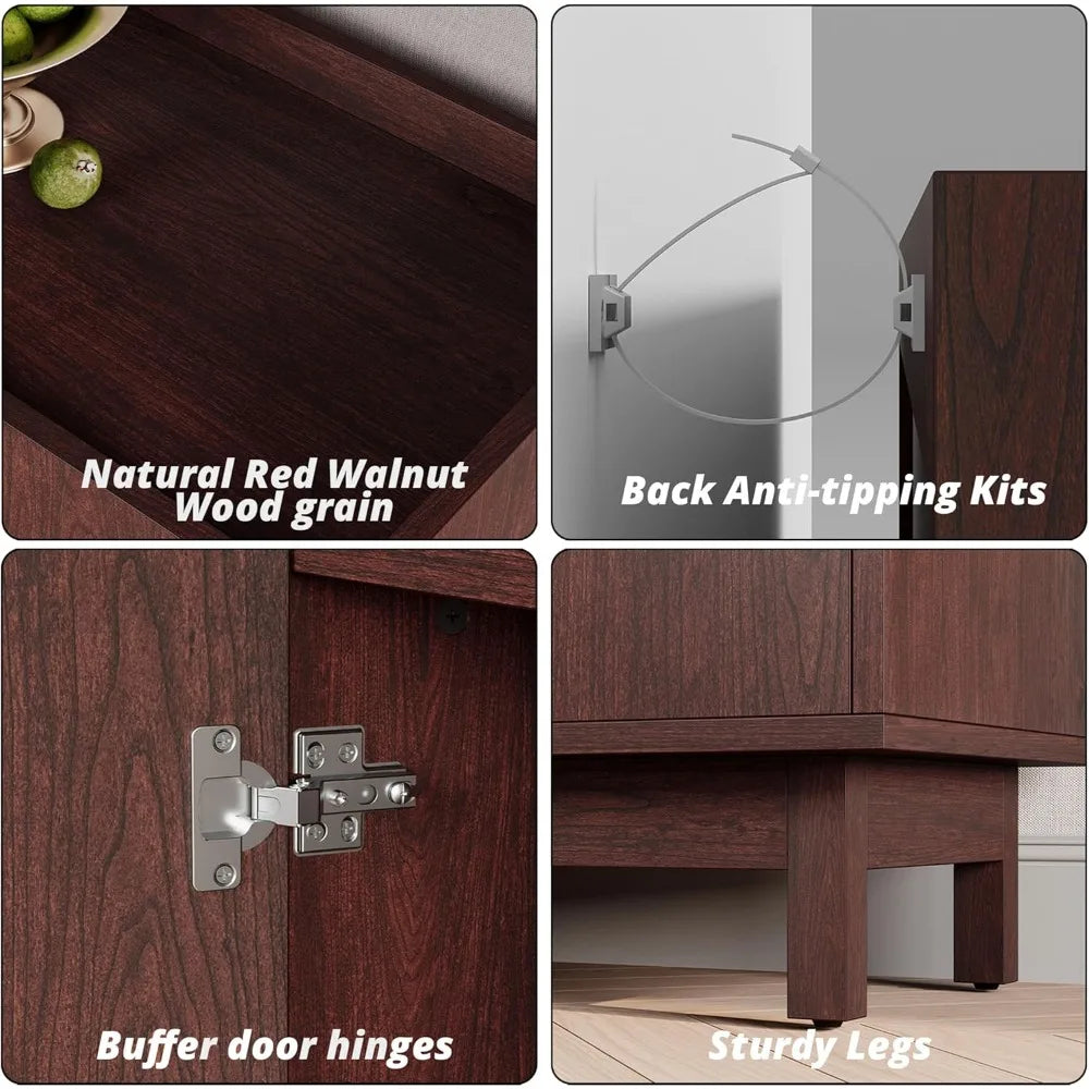 DAFIFY Buffet Storage Cabinet With Grille Doors And Adjustable Shelves