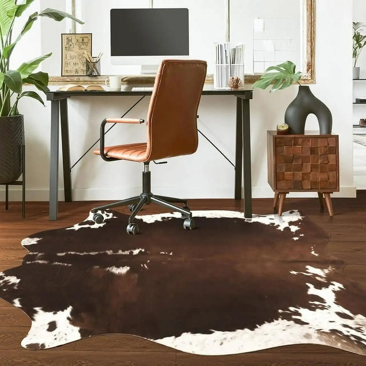 American Style Animal Print Rug Faux Fur Cowhide Rug