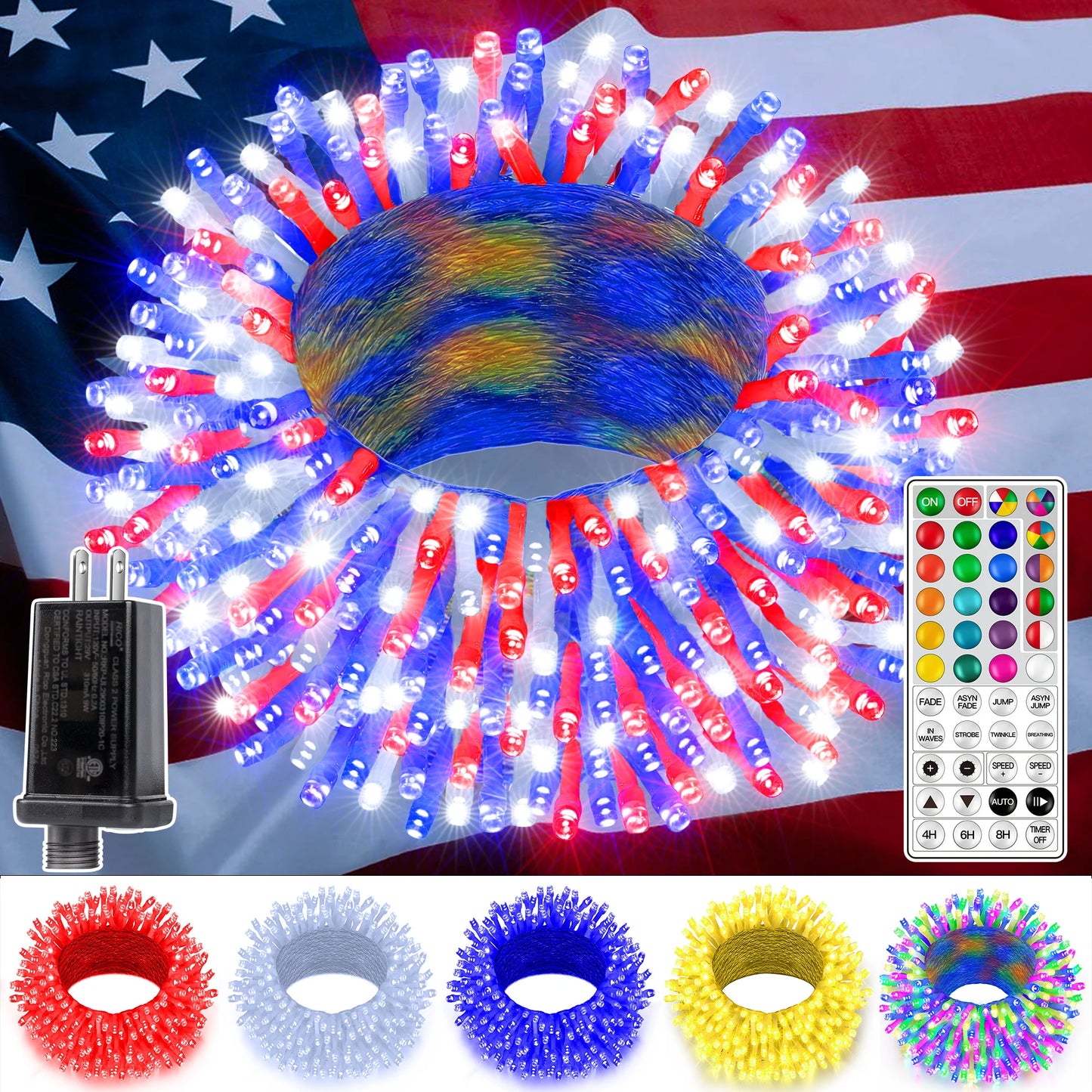 Ollny Independence Day Lights 200 LEDs Outdoor Decor