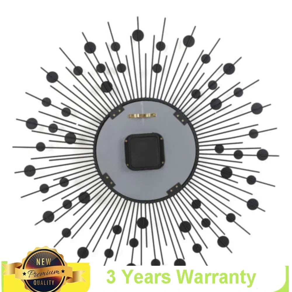 Display Sunburst Metal Wall Clock Modern Diamond Design