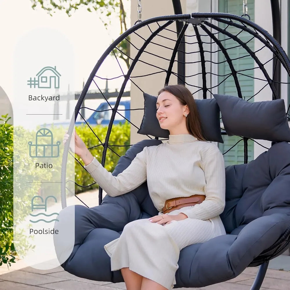 Spicyerase Double Egg Hammock Swing Chair With Stand