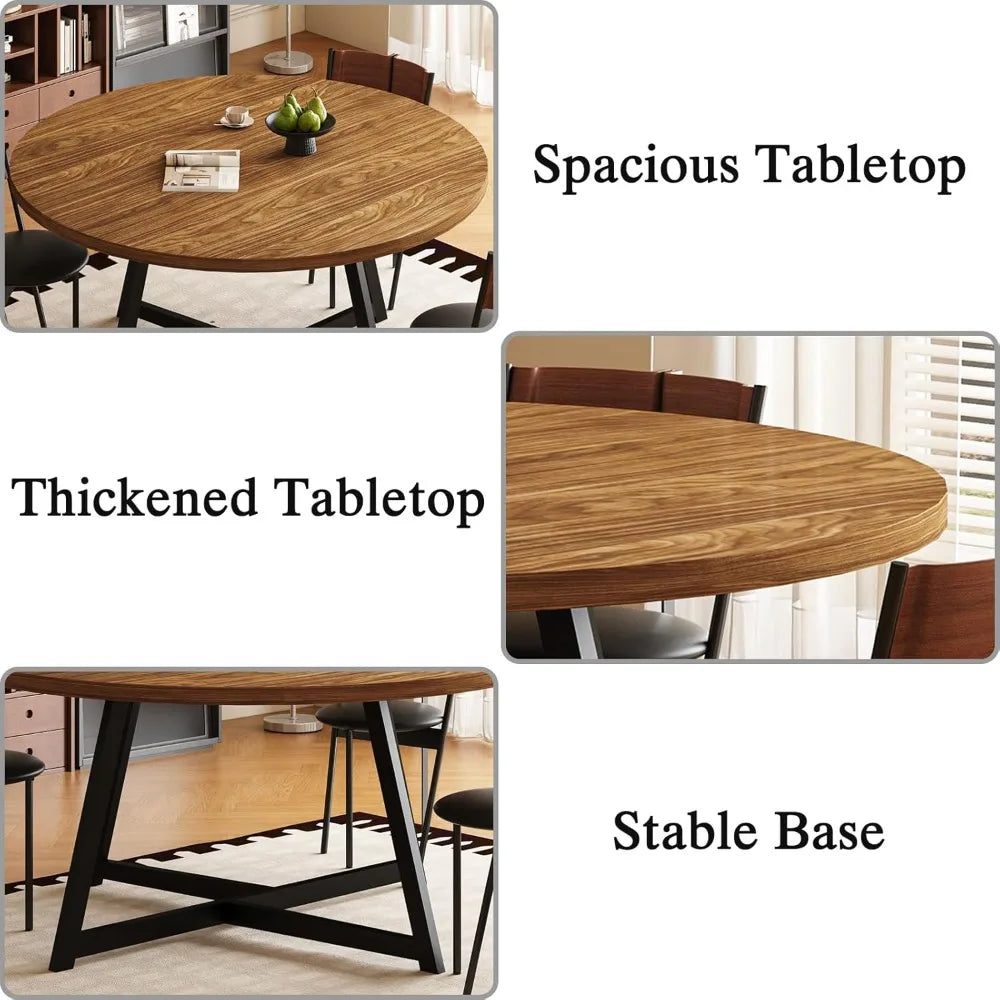 Guangbai Round Dining Table With Heavy Duty Pedestal Base