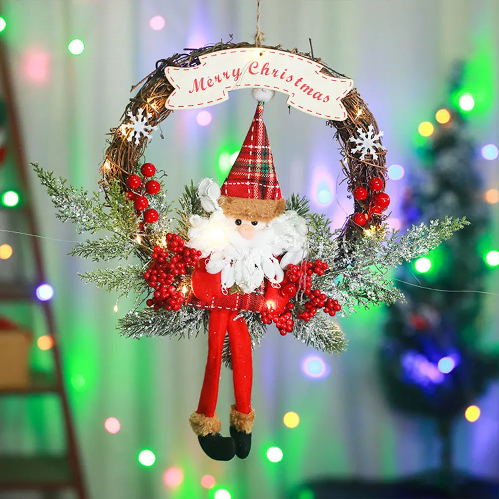 Shunmaii Christmas Door Wreath Hanging Decorations PVC