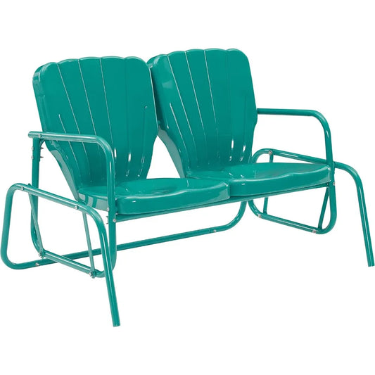 Ridgeland Retro Metal Outdoor Loveseat Glider Rocking Bench