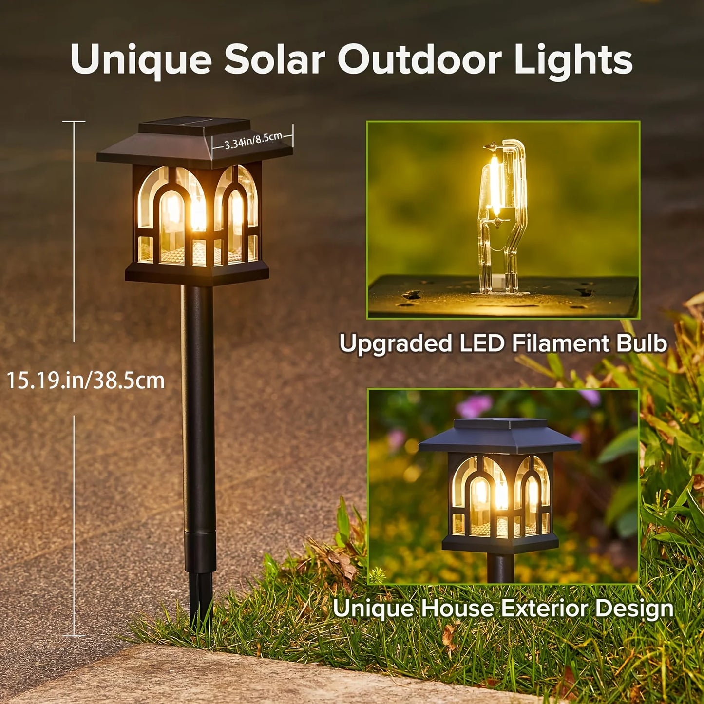 Solar Pathway Lights Outdoor Auto On Off Garden Lawn Patio