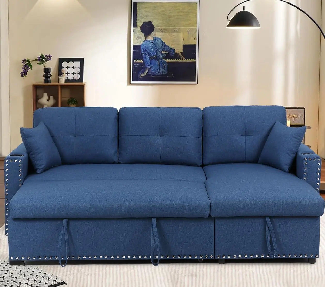 ANGDUO Convertible Sleeper Sofa With Pull Out Bed Storage