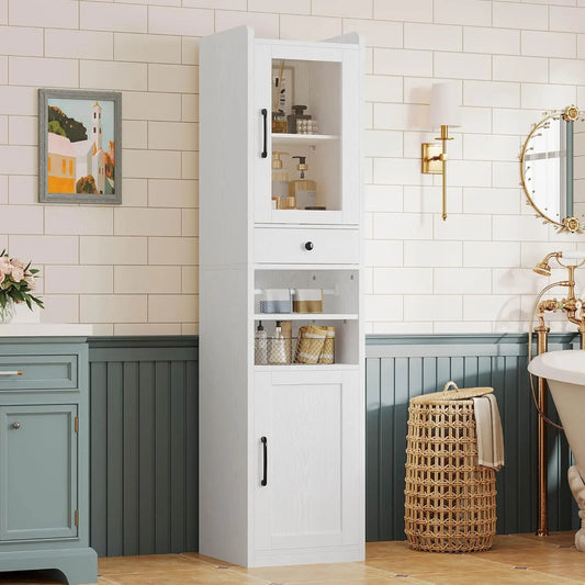 Ironck Tall Slim Bathroom Cabinet With Drawer And Door