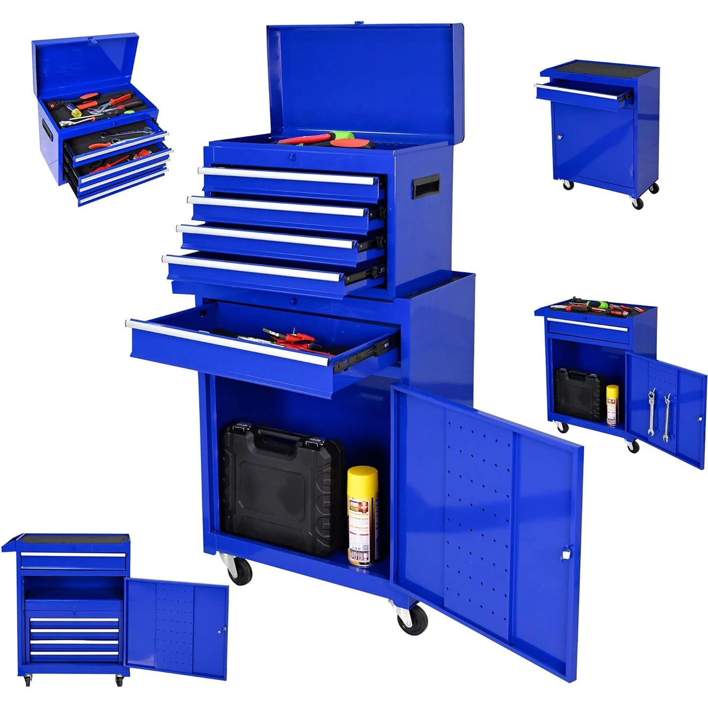 HiMISSH 5 Drawer Rolling Toolbox High Capacity For Garage Workshop