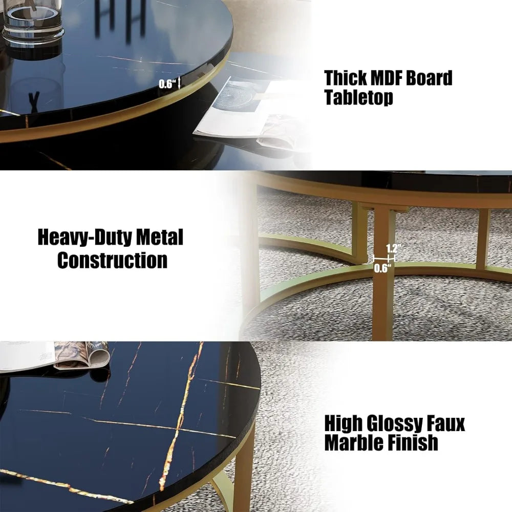 Modern Round Nesting Coffee Tables Set Of 2 For Living Room