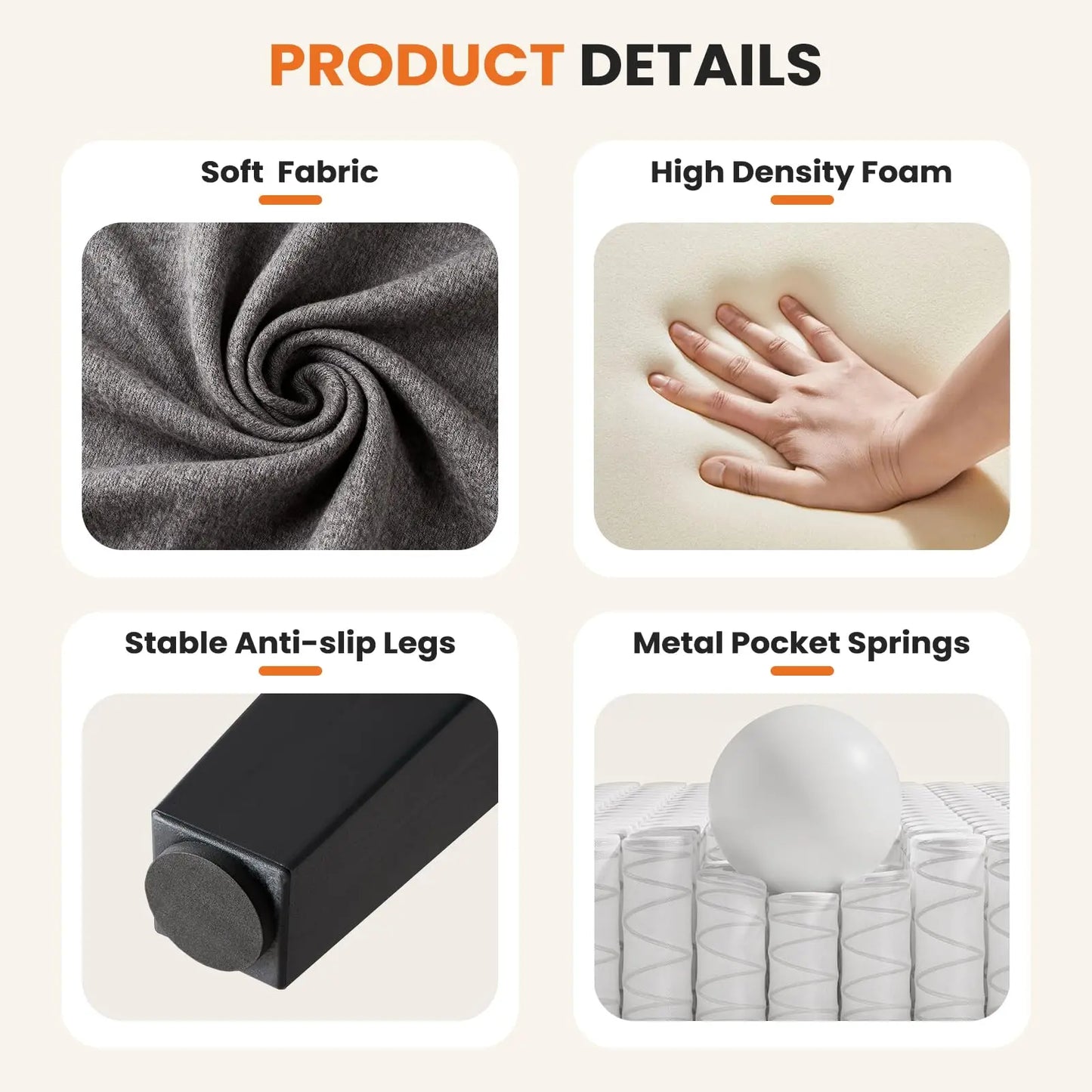 JHK Modern Accent Chair Living Room Armrest Ergonomic Lumbar Support