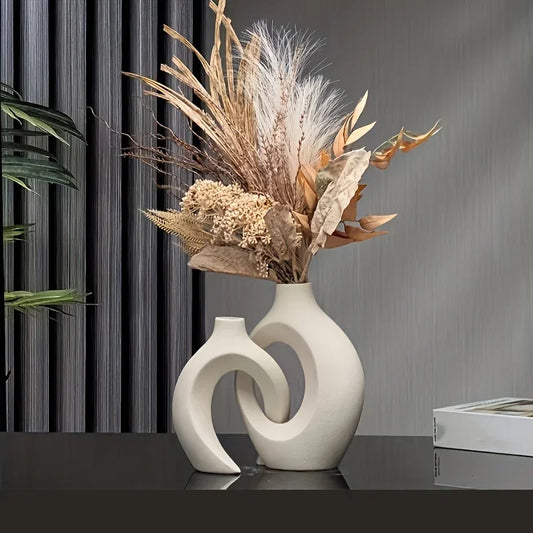 2pc Ceramic Vase Artwork for Living Room Bedroom Cafe Decor