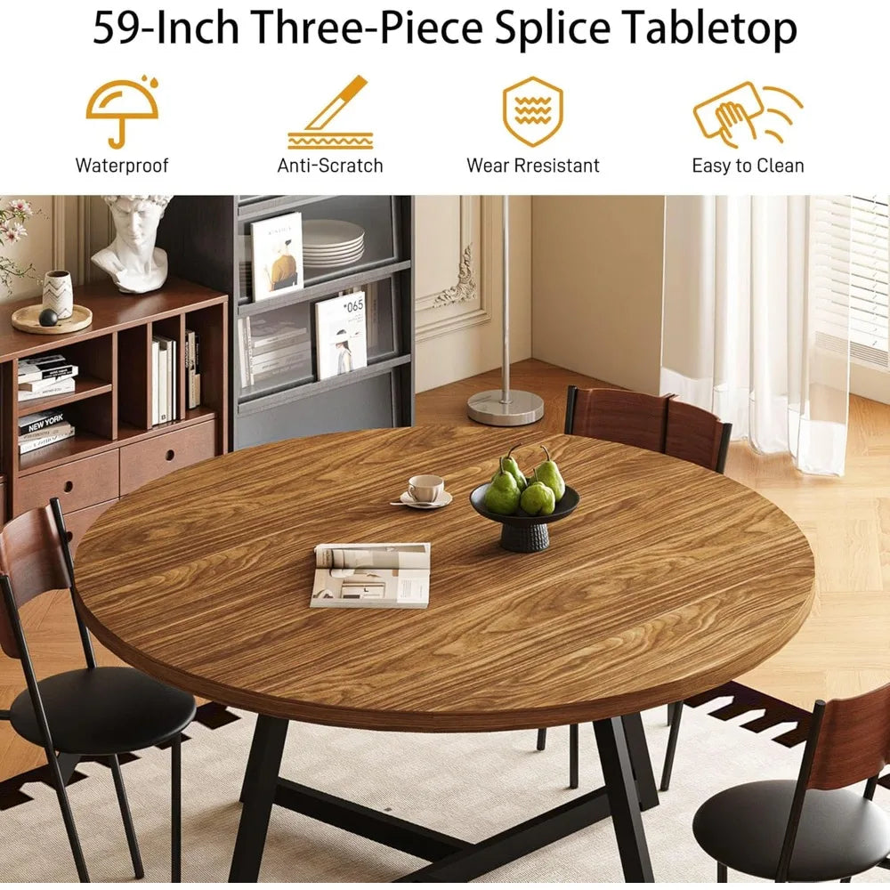 Guangbai Round Dining Table With Heavy Duty Pedestal Base