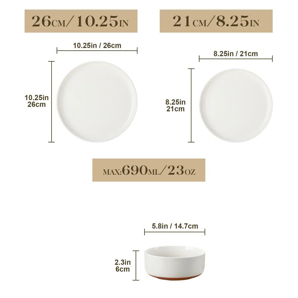 Malacasa Tara Stoneware Dinner Set Ceramic Tableware