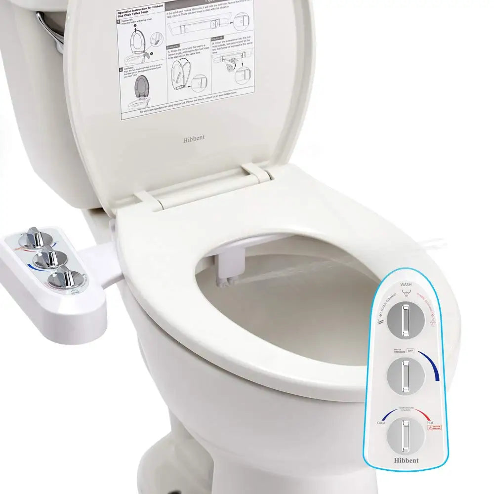 Hibbent Toilet Seat Bidet Dual Nozzle Hot Cold Water