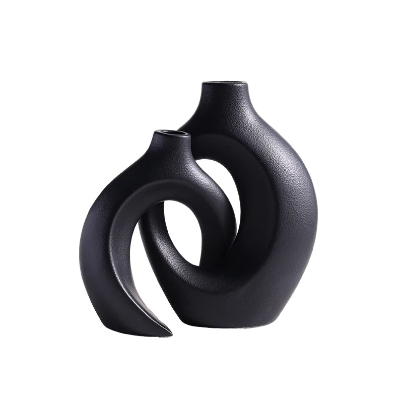 2pc Ceramic Vase Artwork for Living Room Bedroom Cafe Decor