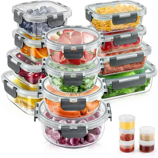 Glass Food Storage Containers with Lids Set, Airtight Meal Prep Containers