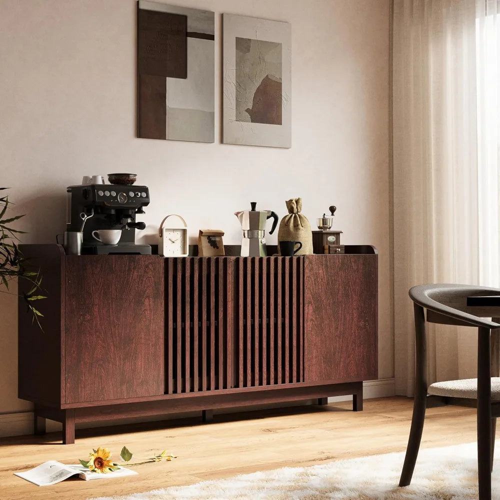 DAFIFY Buffet Storage Cabinet With Grille Doors And Adjustable Shelves