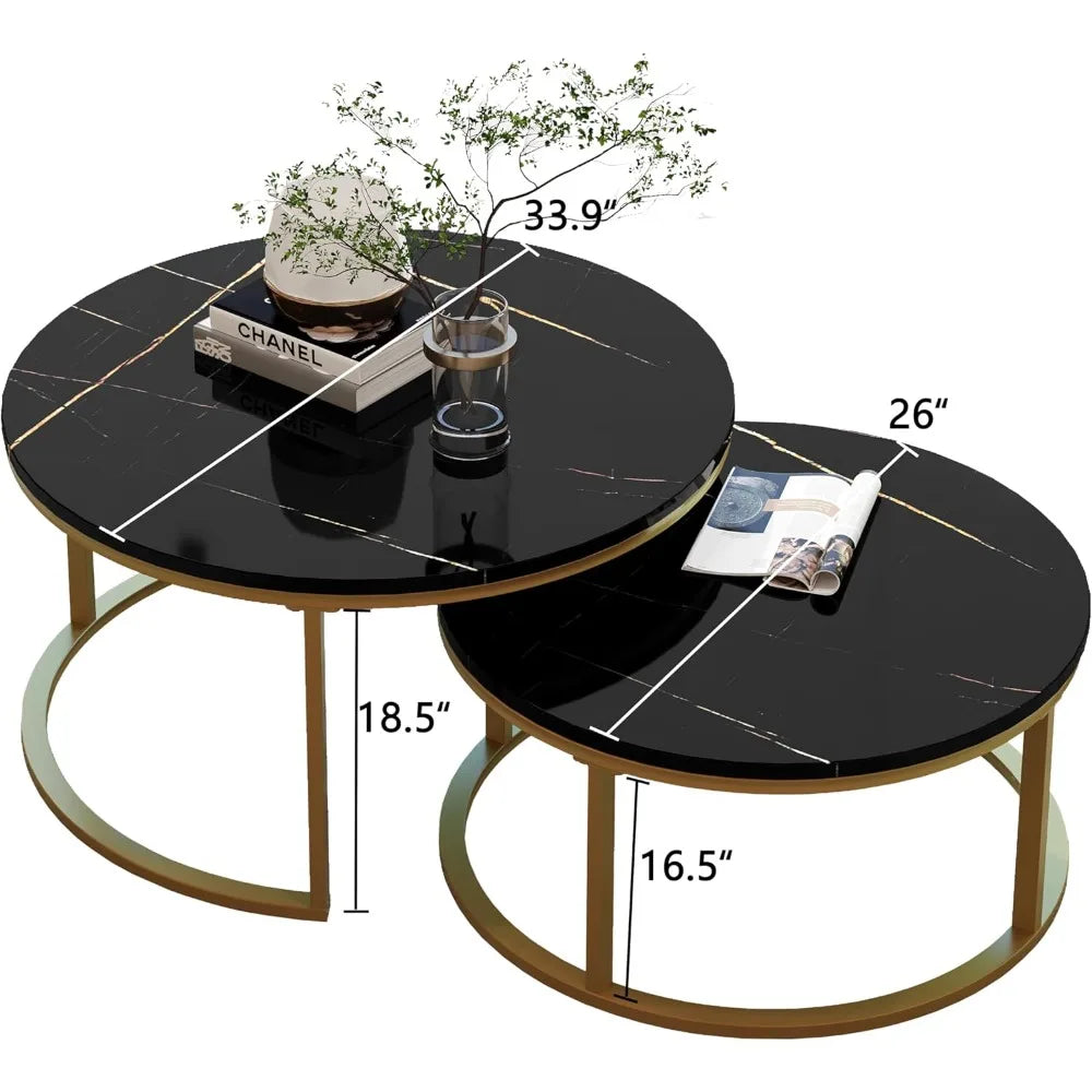 Modern Round Nesting Coffee Tables Set Of 2 For Living Room