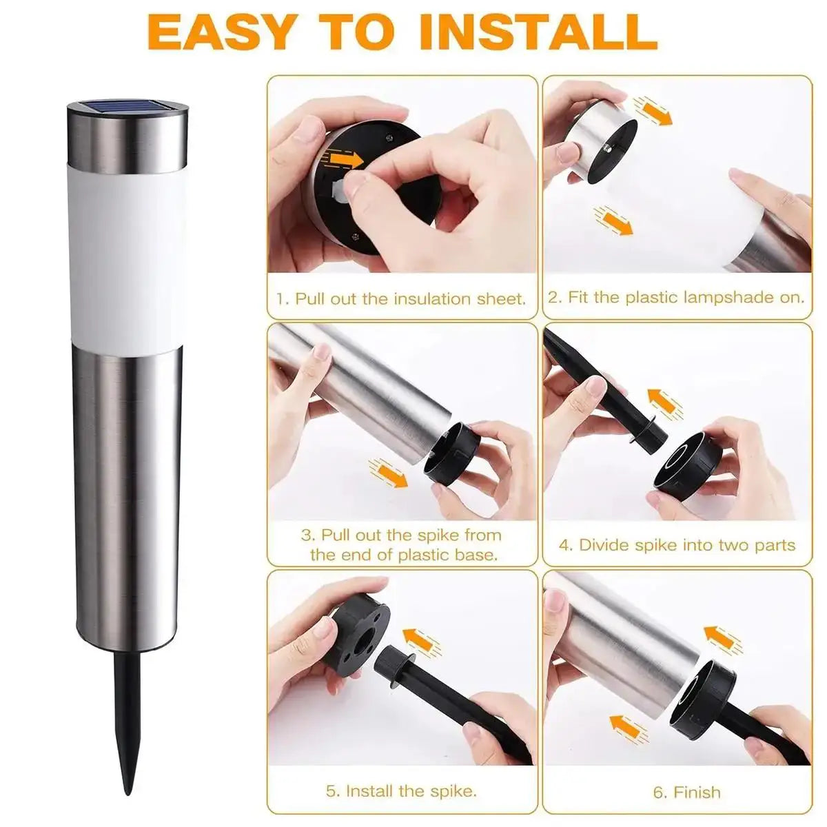 Cylindrical Garden Solar Light Dusk To Dawn Waterproof Outdoor Lamp Cool White And Warm White LED Bulbs