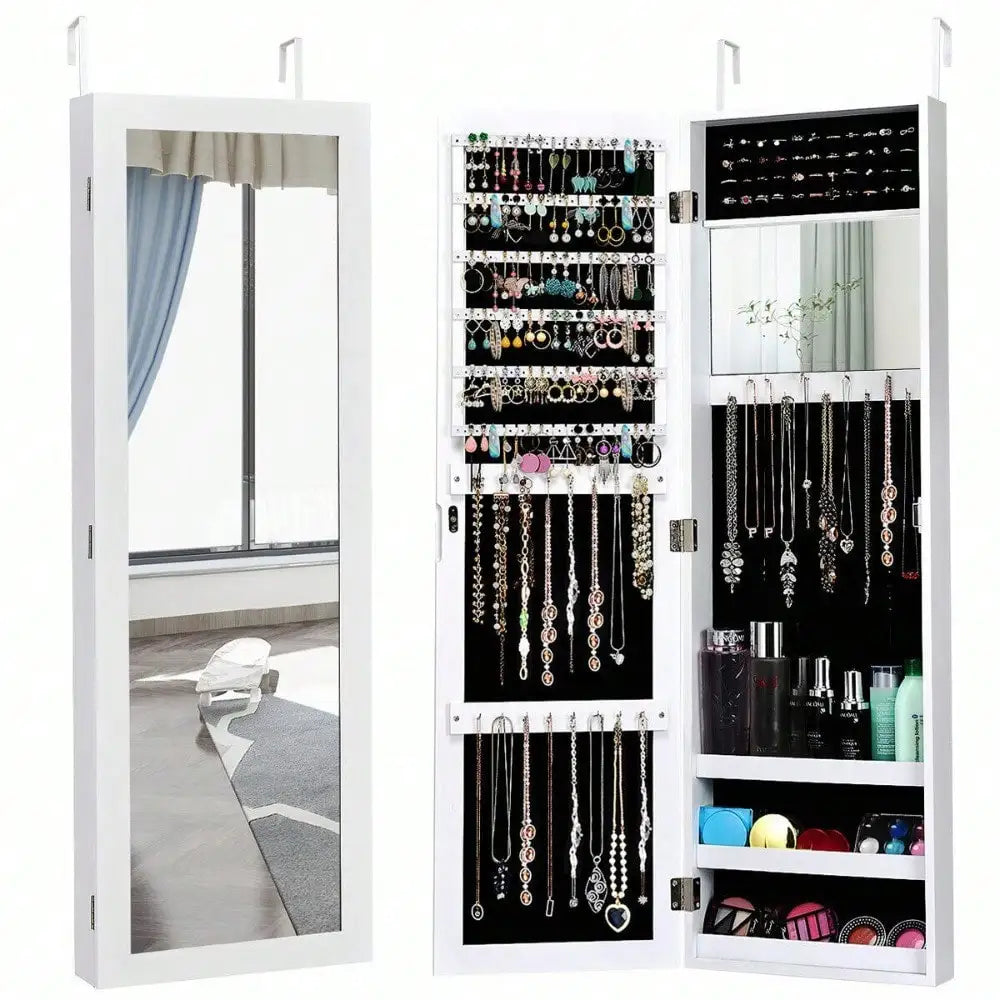 CN Mirrored Jewelry Cabinet Armoire Wall Mounted Organizer