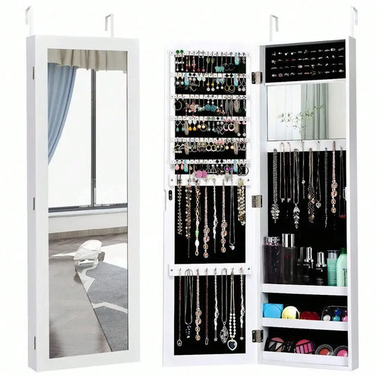 CN Mirrored Jewelry Cabinet Armoire Wall Mounted Organizer