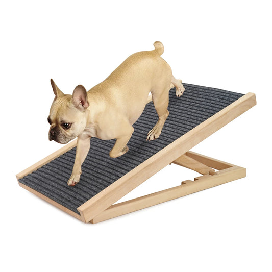 TWISTER.CK Pet Dog Ramp Ladder Natural Pine Wood Folding