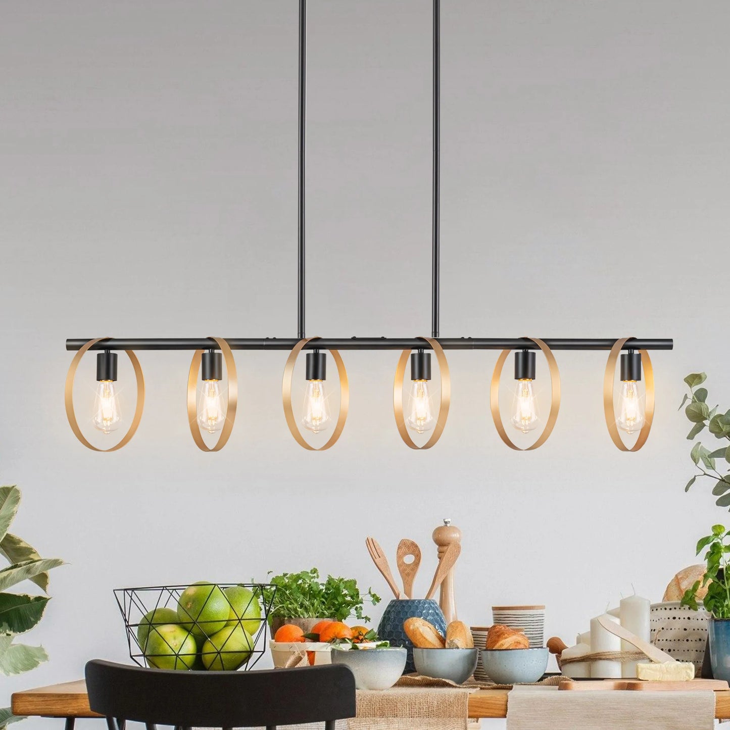 5/6 Light Dimmable Metal Kitchen Island Pendant Chandelier