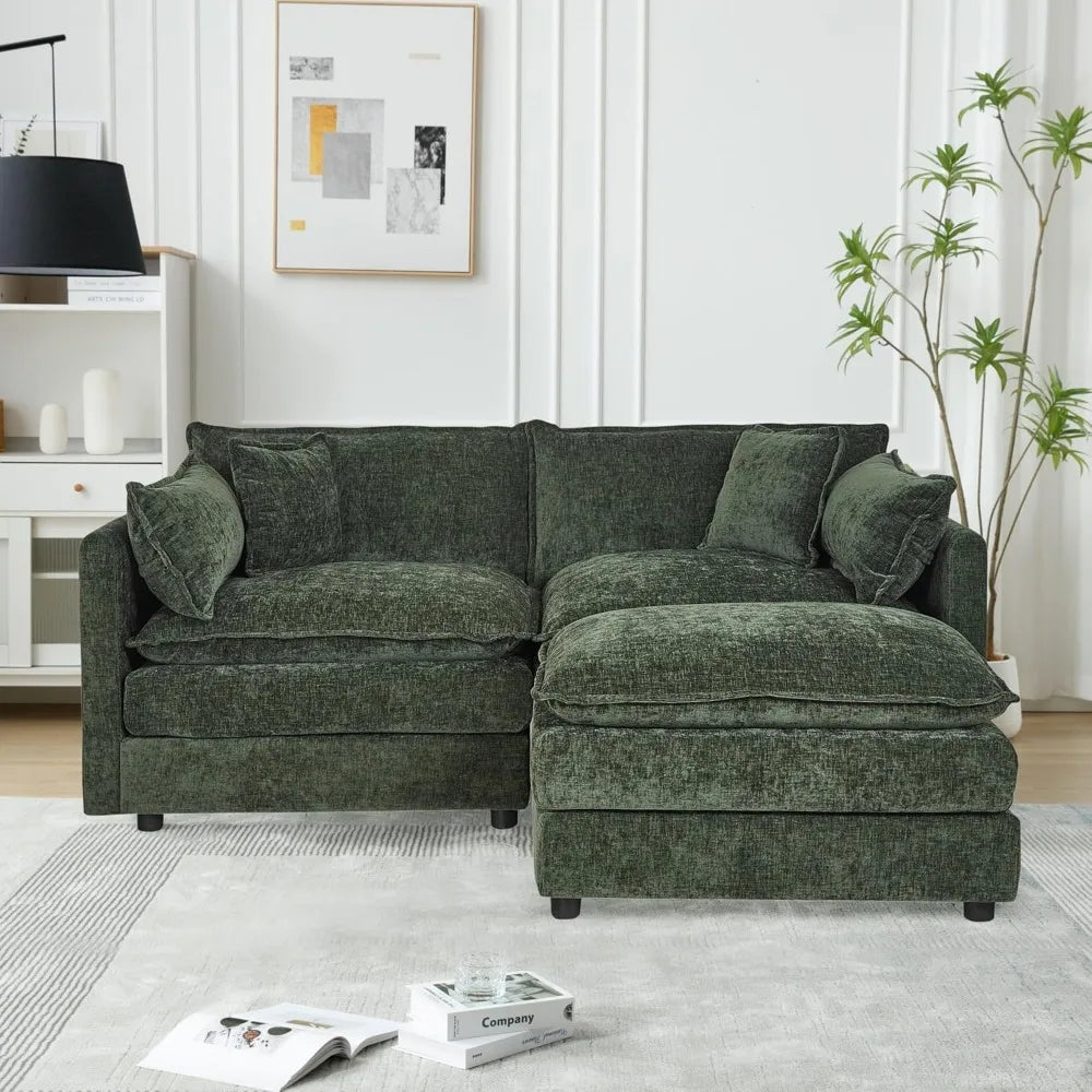 Modular Sectional Sofa Modern Convertible Loveseat Couch 77.16 Inch Deep 2-Seater Comfy Chenille Cloud Sofa