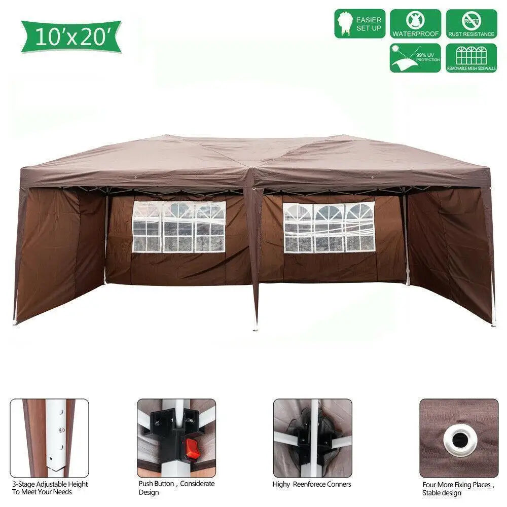 10x20 EZ Pop Up Wedding Party Tent Waterproof Gazebo Canopy Heavy Duty Outdoor Shelter