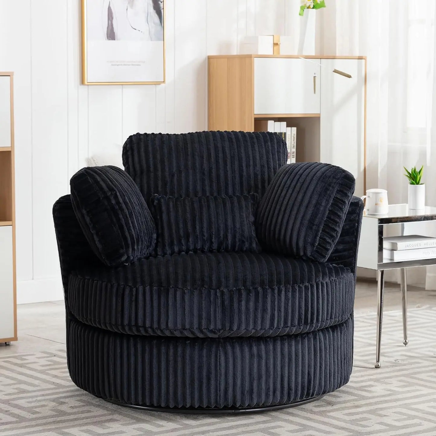 Hign Concerned Swivel Barrel Accent Chair Upholstery Lounge
