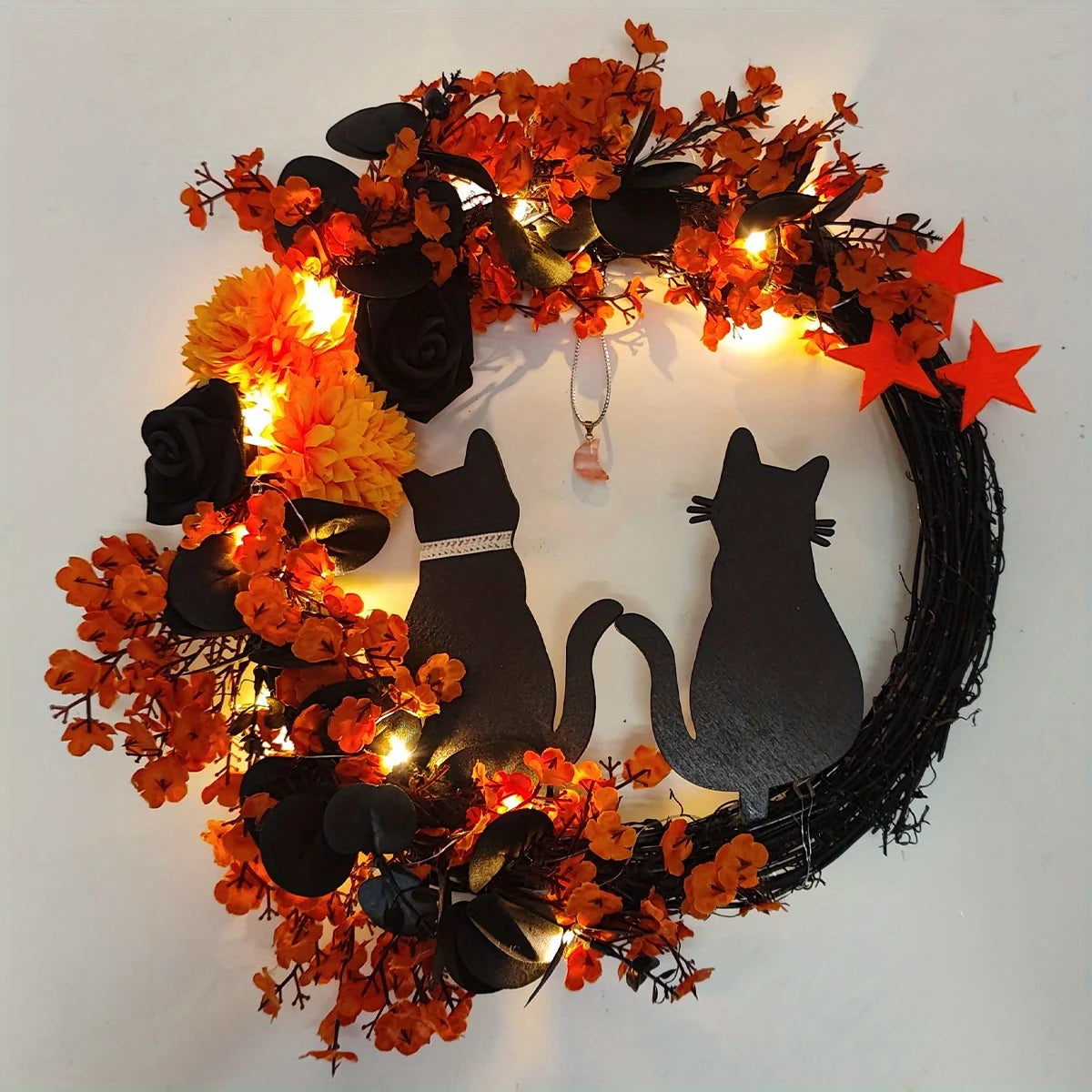 Guangdong Black Cat Halloween Wreath Front Door Decor