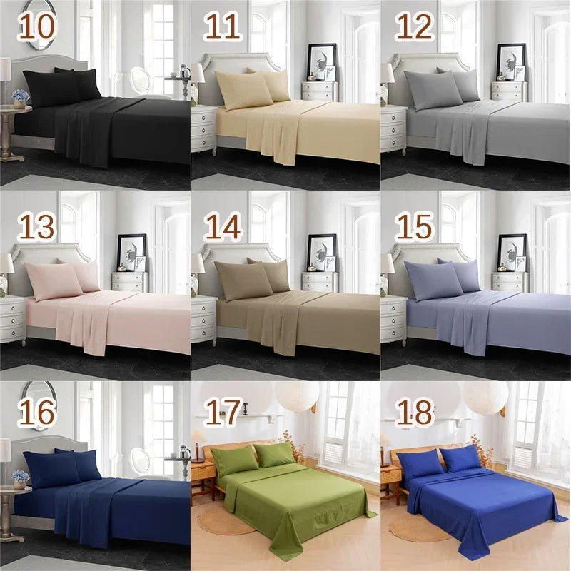 Solid Color Soft Brushed Bed Set Fitted Sheet Flat Sheet Pillowcase Bedding Set Twin Full Queen California King 3 Piece 4 Piece