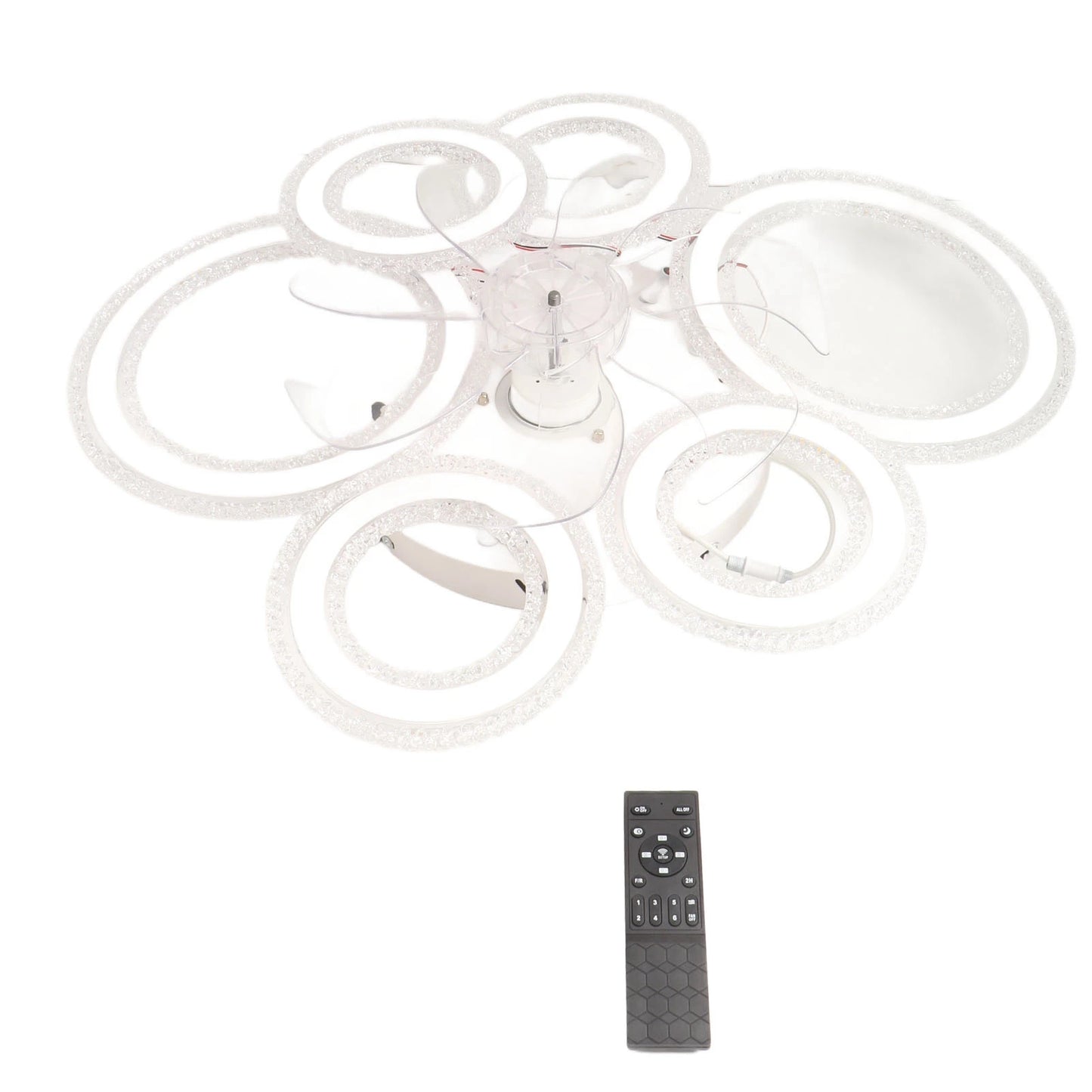 Ceiling Fan Light LED Nordic Modern Ceiling Fan Lamp 6 Rings for Bedroom Living Room Dining Room