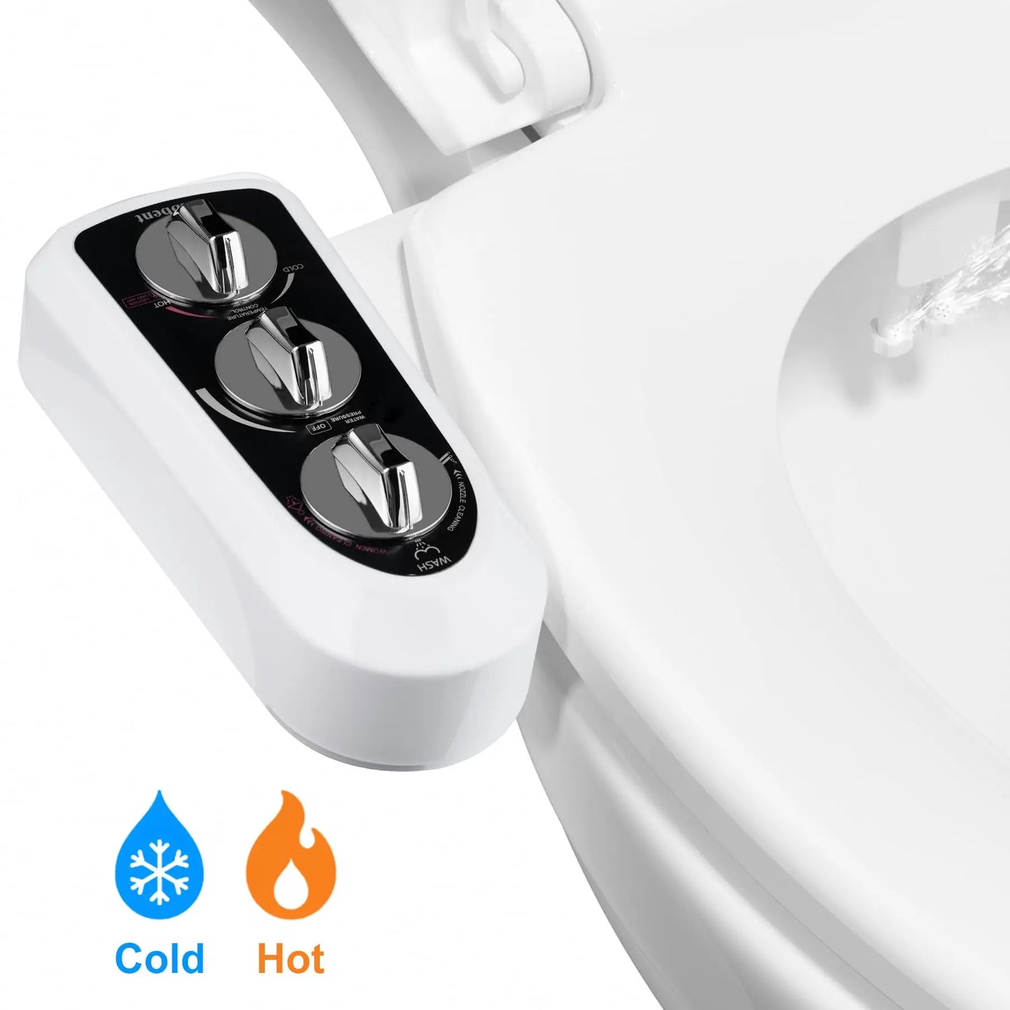Hibbent Toilet Seat Bidet Dual Nozzle Hot Cold Water