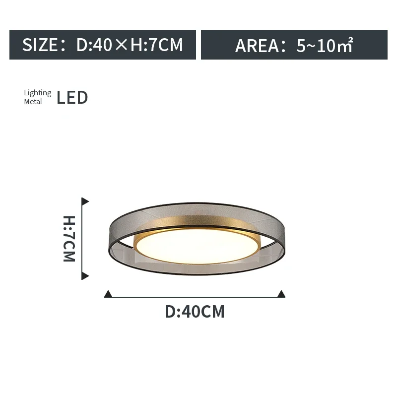 LED Ceiling Light All Copper Modern Nordic Round Decorative Light for Living Room and Bedroom