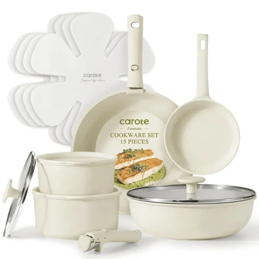 Carote Nonstick Cookware Sets, Non Stick Pots and Pans Set with Removable Handle