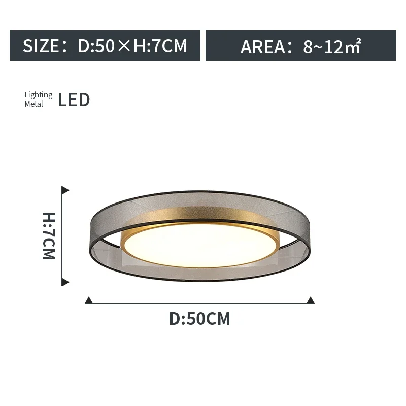 LED Ceiling Light All Copper Modern Nordic Round Decorative Light for Living Room and Bedroom